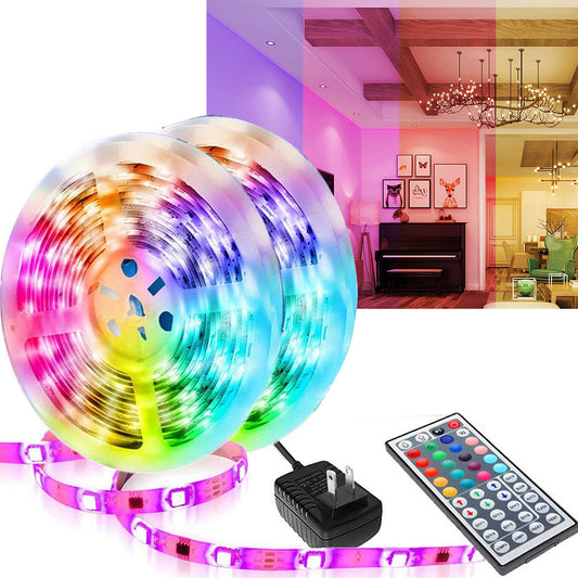 32.8ft Led Strip Lights, RGB Color Changing LED Lights with IR Remote Control for Bedroom, Kitchen, Home Decoration