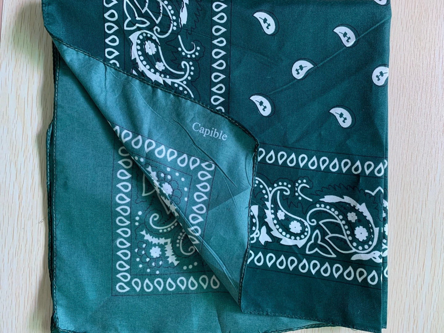 Capible Paisley square with melon seed flower dark green