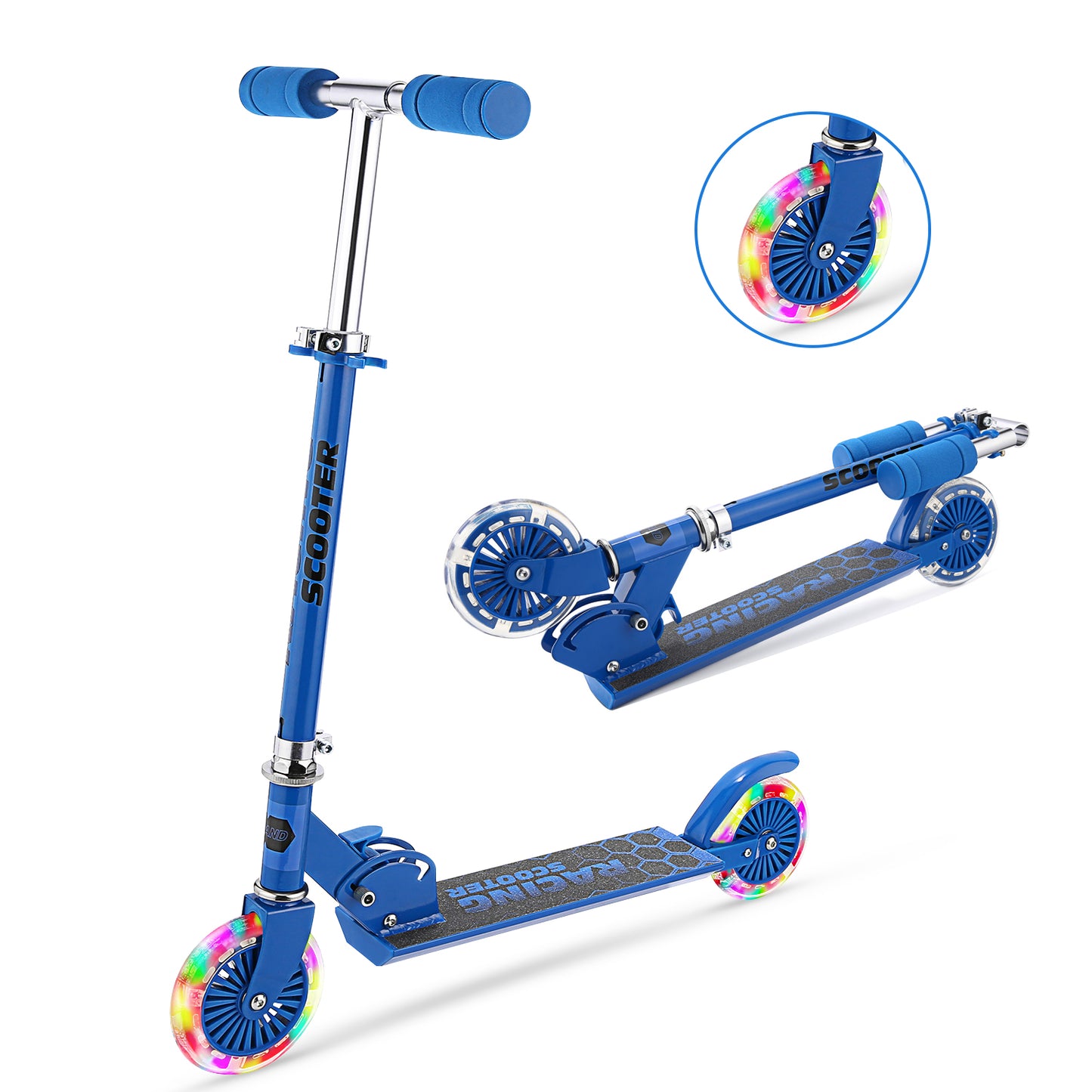 Scooter For Kids Ages 4-7 Boys Girls With Led Light Up Wheels, 2 Wheels Kick Scooter Micro Kids Scooter With Adjustable Handlebar Rear Brake for Kids Ages 3-10