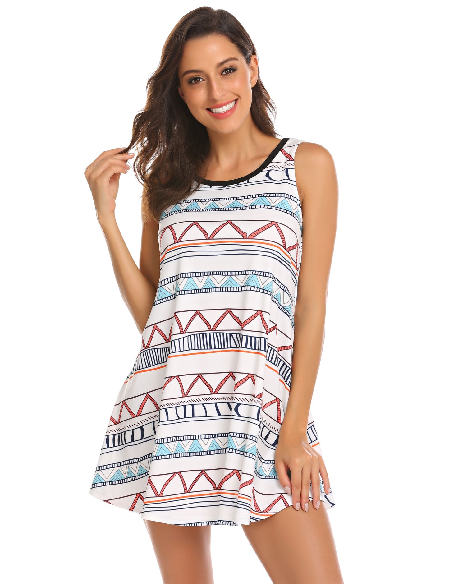 cokoken Women Fashion Casual Stripe Print Loose-Fit Sleeveless T-Shirt Tunic Tank Top