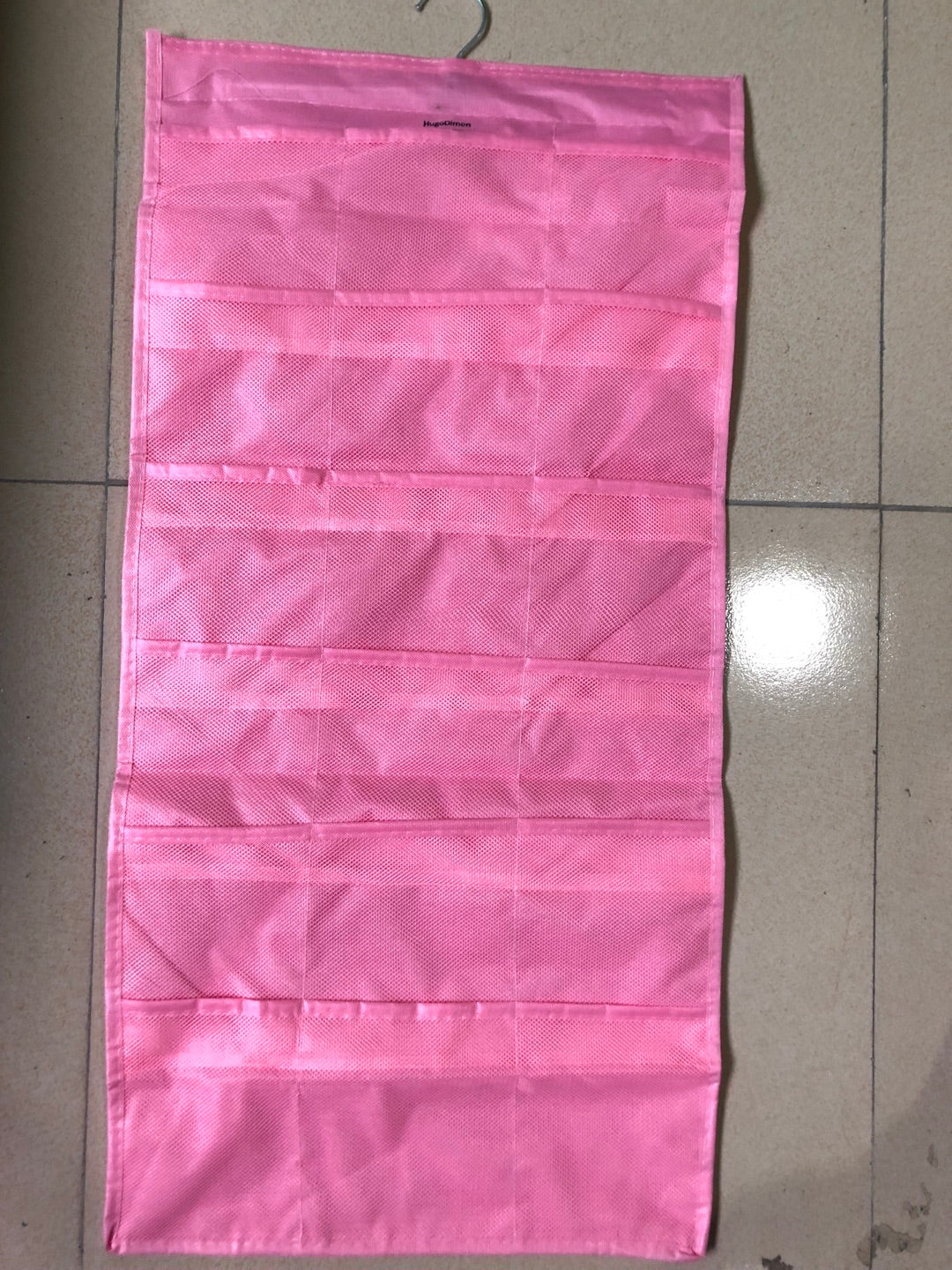 HugoDimon Pink front 12 grids-reverse side 18 grids Han Feizi storage finishing bag Oxford cloth wall-mounted double-sided underwear